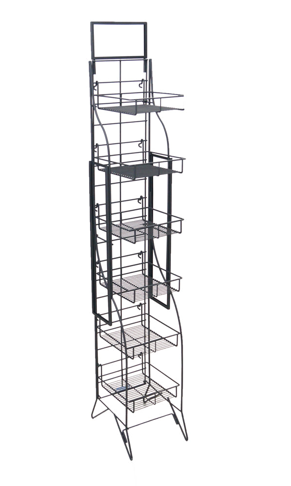 6-Tier Ornate Fold-Up Wire Display with Sign Frame