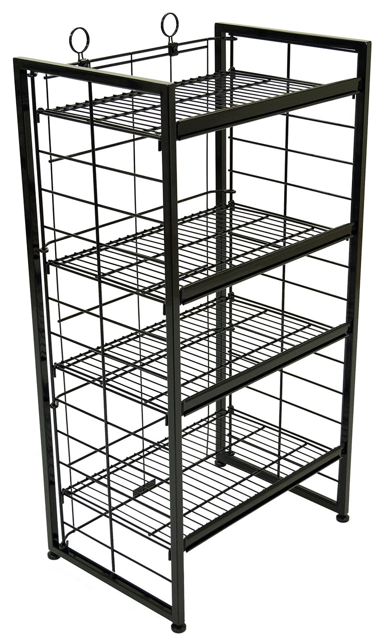 4-Shelf Mobile Fold-Up Display - Black