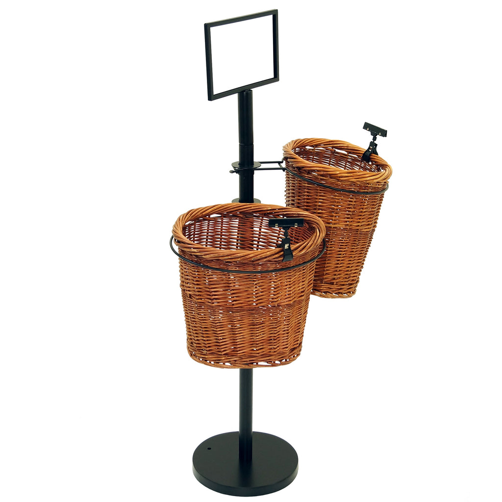 Double Willow Basket Stand with Sign Frame