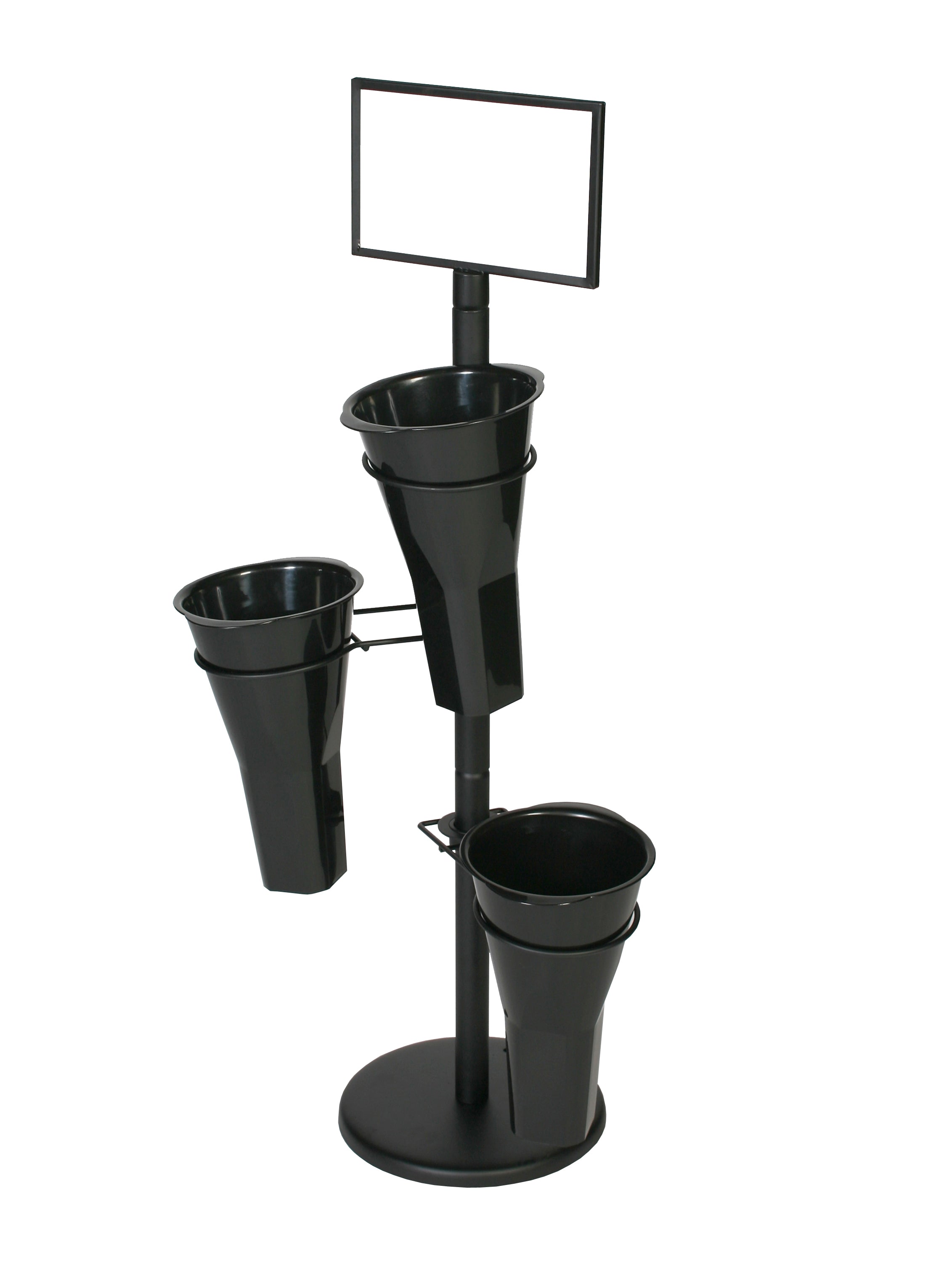 Floral Stand with 3 Plastic Vases and Sign Frame