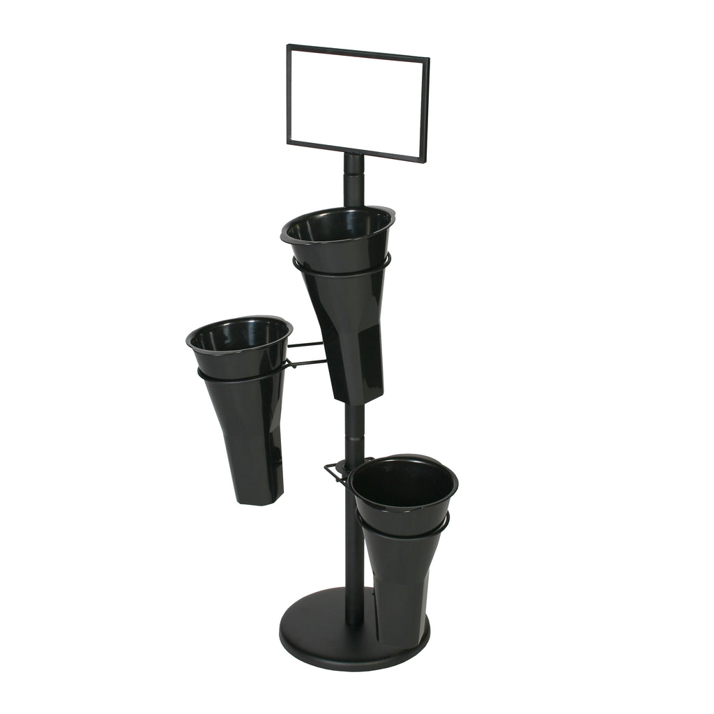 Floral Stand with 3 Plastic Vases and Sign Frame