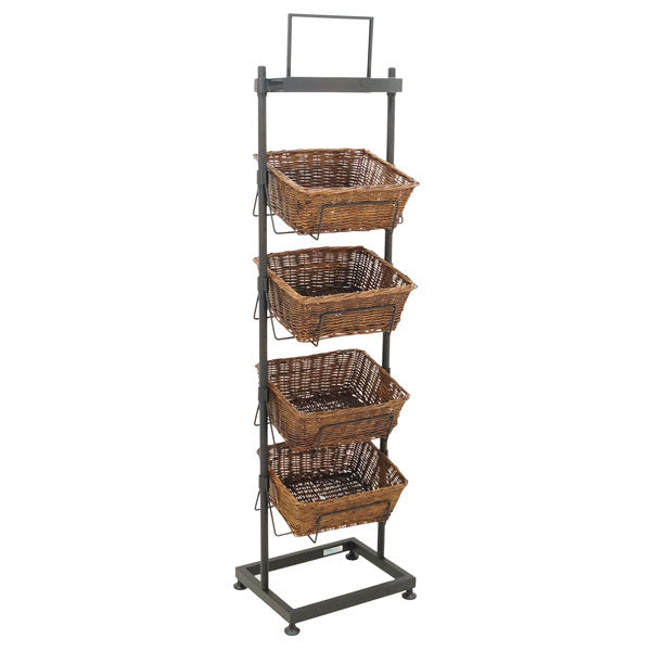 4-Tier Display with 4 Deep Square Willow Baskets