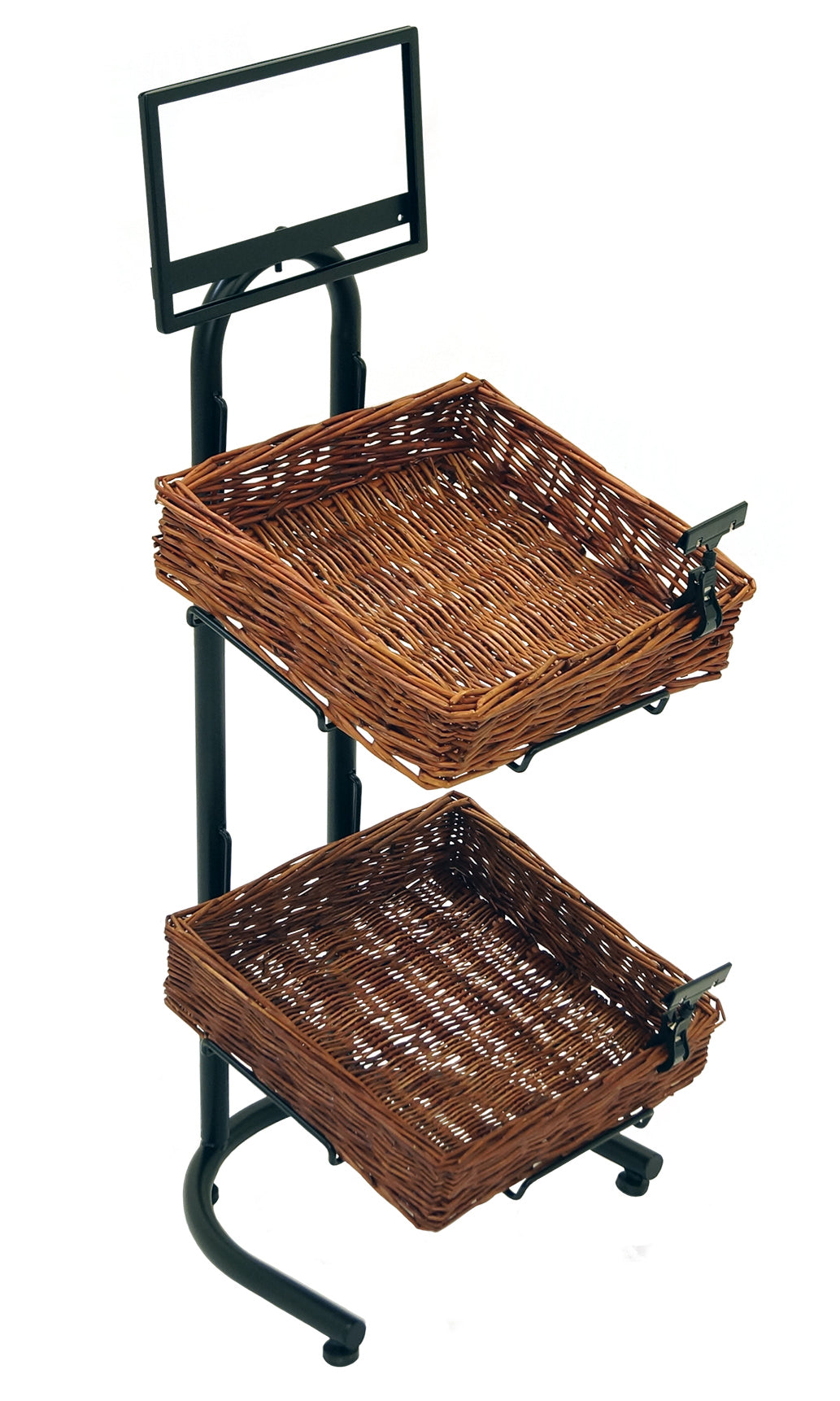 2-Tier Floor Display with 2 Square Willow Baskets