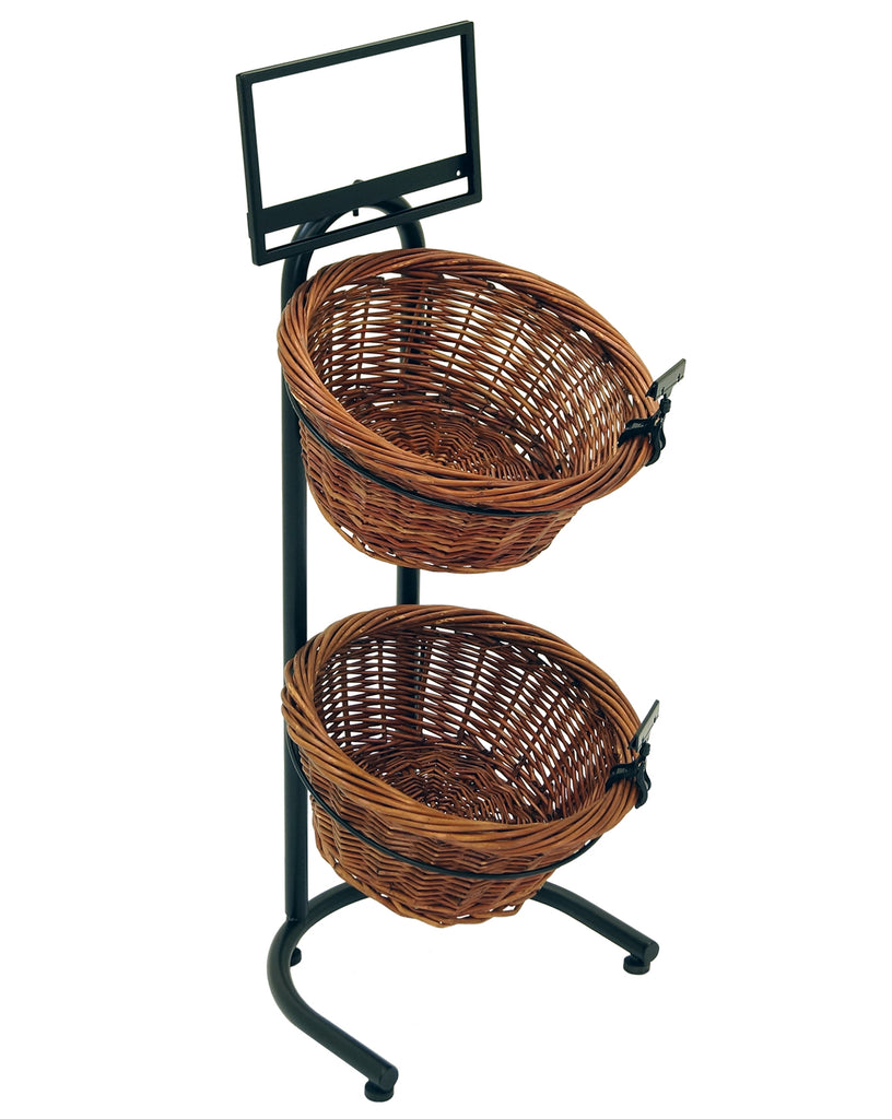 2-Tier Floor Display with 2 Round Willow Baskets