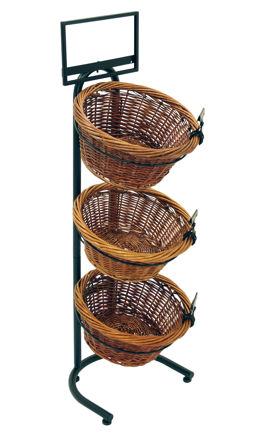 3-Tier Floor Display with 3 Round Willow Baskets