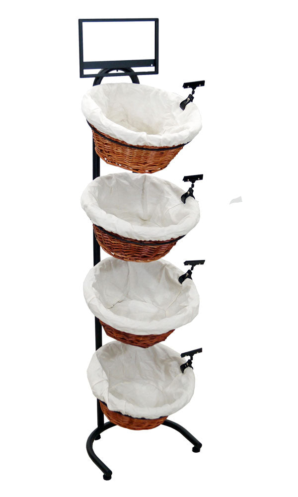 4-Tier Floor Display with 4 Round Willow Baskets (Cloth)