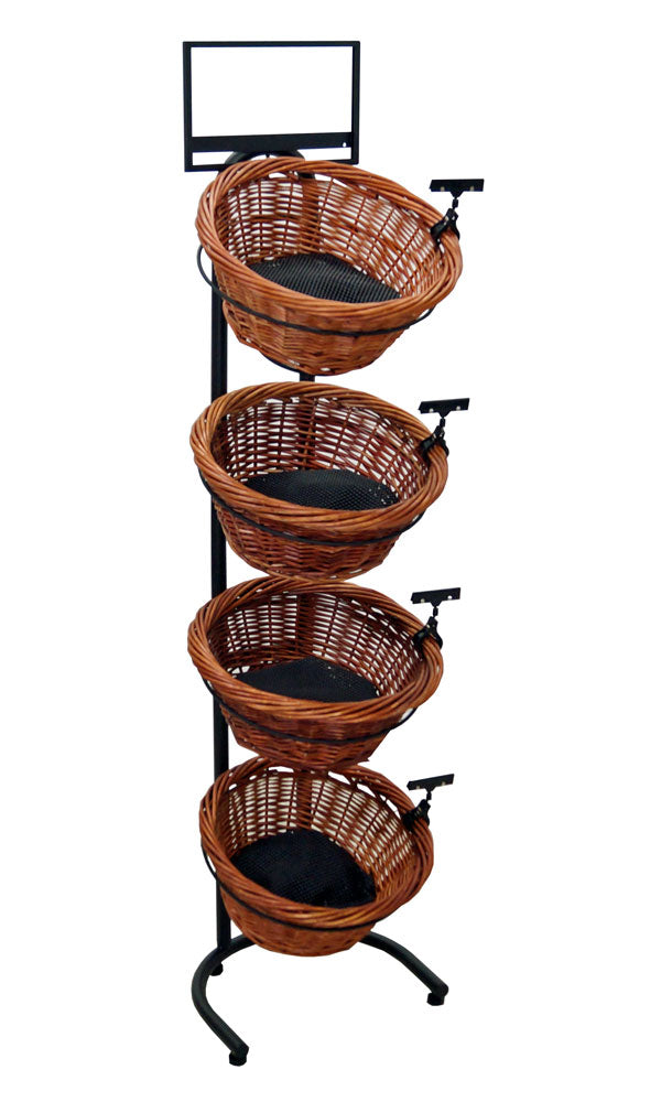 4-Tier Floor Display with 4 Round Willow Baskets (Mesh)