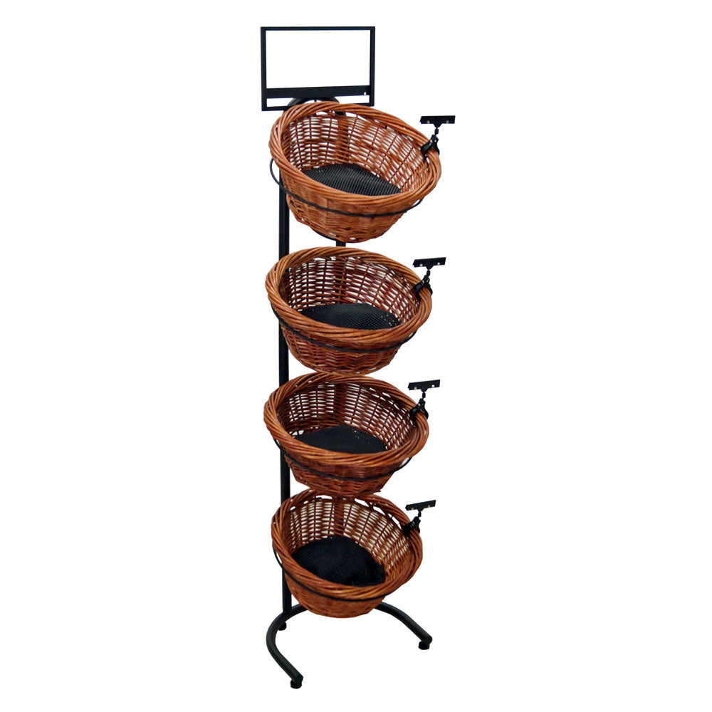 4-Tier Floor Display with 4 Round Willow Baskets (Mesh)