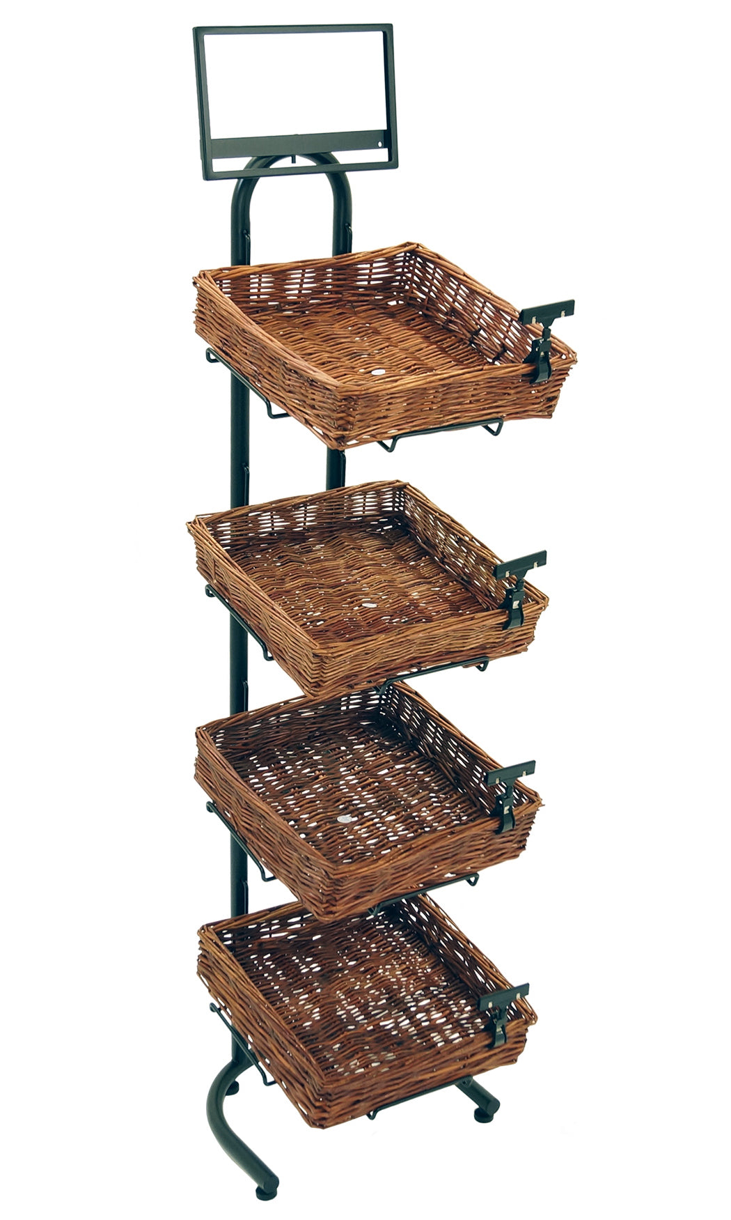 4-Tier Floor Display with 4 Square Willow Baskets