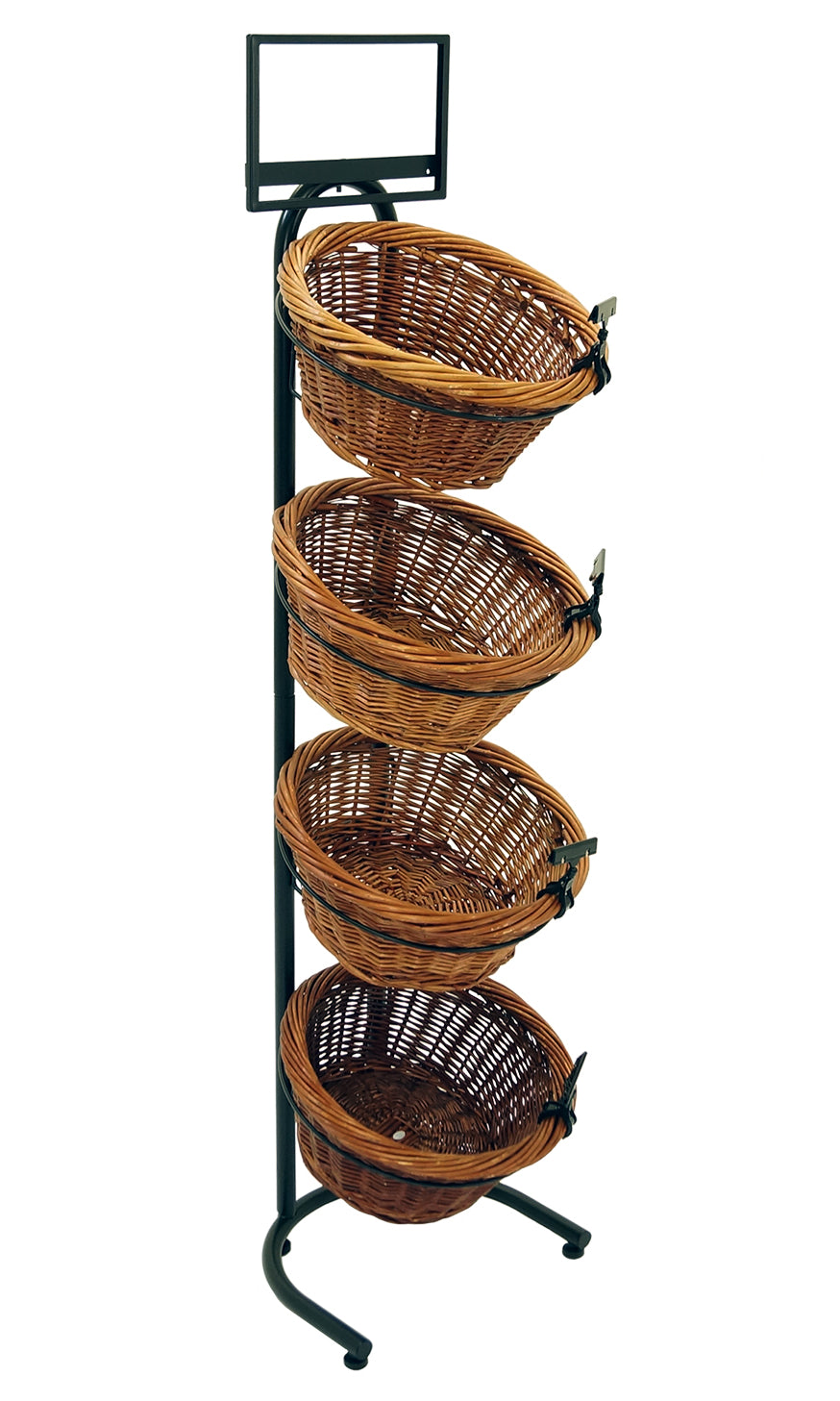 4-Tier Floor Display with 4 Round Willow Baskets
