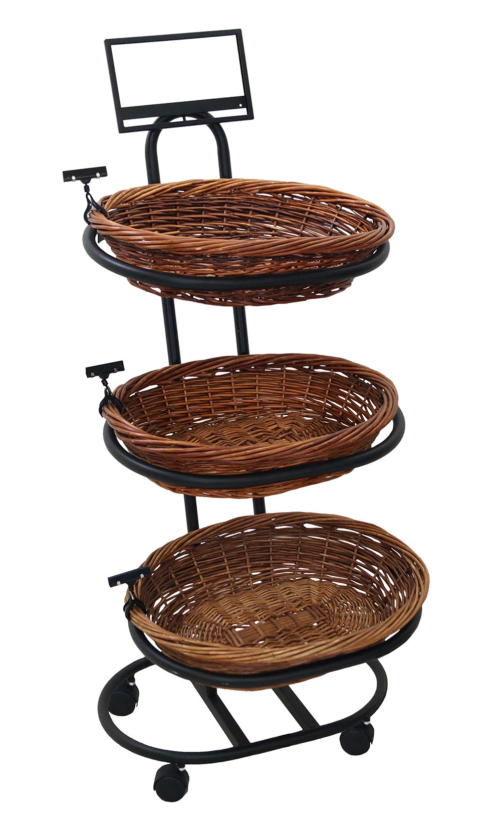 3-Tier Medium Floor Display with 3 Oval Willow Baskets
