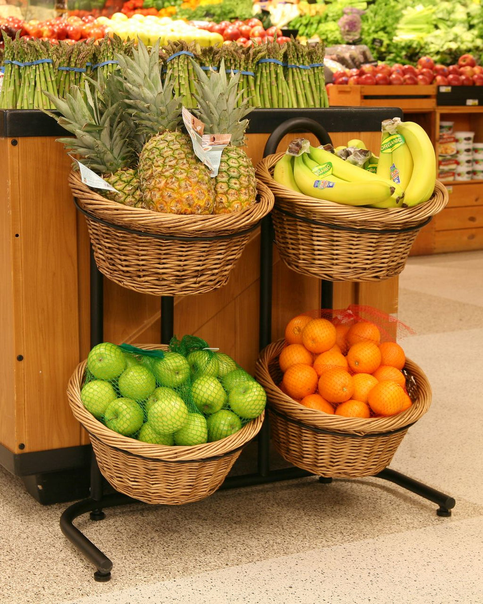 Custom Willow Basket Produce Display with Metal Frame and Four Willow ...