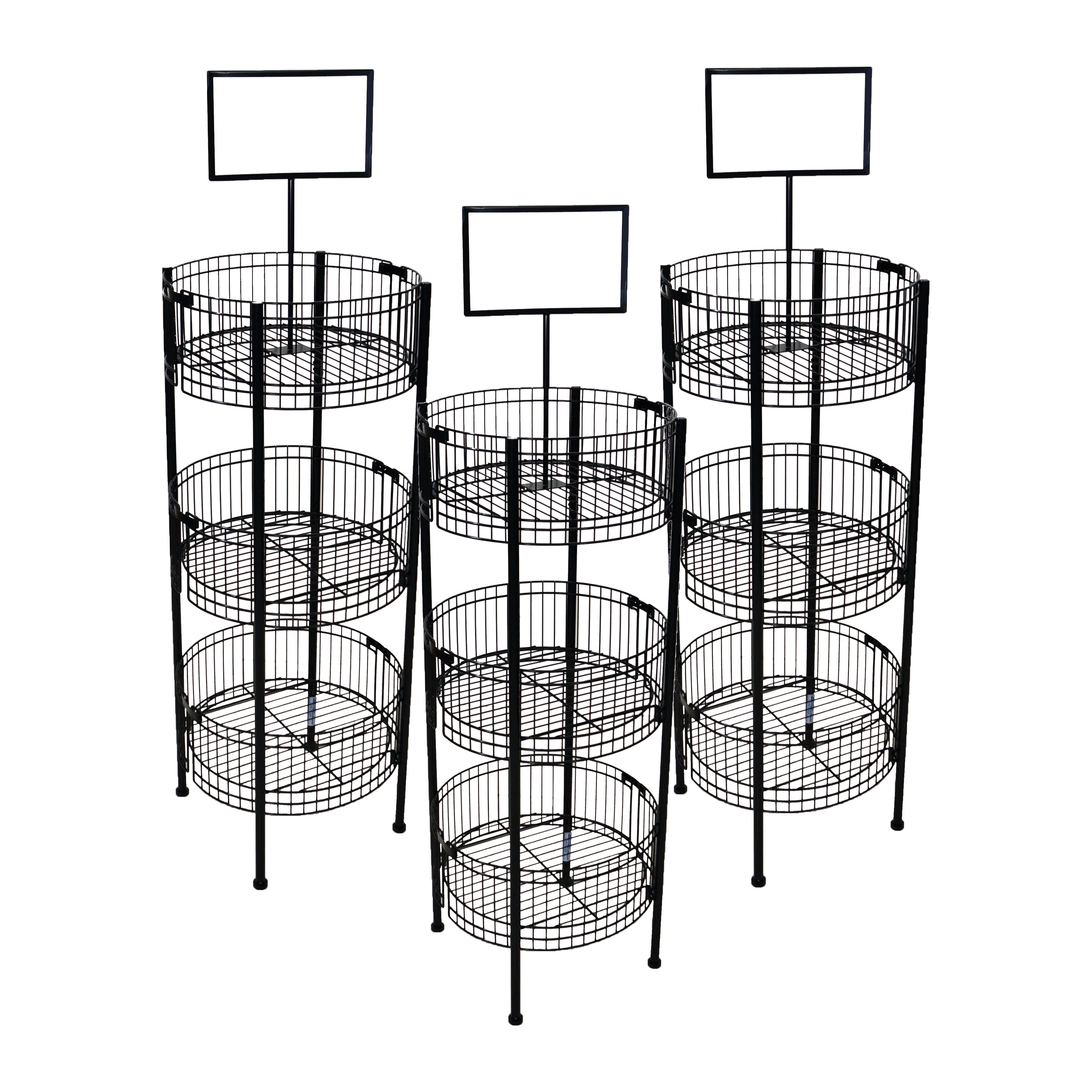 Dump Stack Display 3-Basket Wire Dump Bin Floor Display (Set of 3) – Mobile Merchandisers
