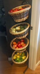 Custom -  4-Tier Floor Display with 4 Round 2-Toned Willow Baskets (Sign Frame and Sign Clips Included)