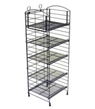 5-Shelf Fold-Up Wire Floor Display with Side Sign Frame (Matte Black)