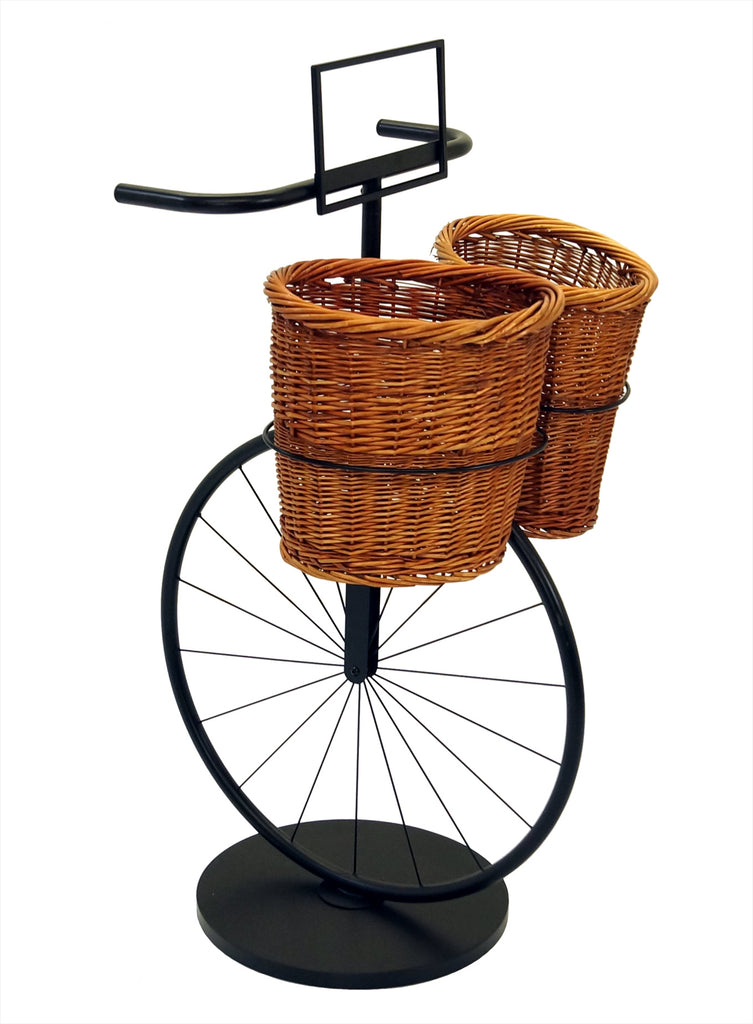 Bicycle Stand with 2 Willow Baskets