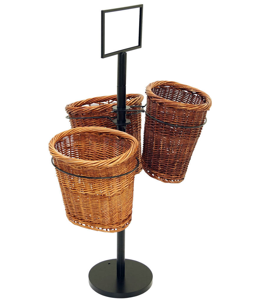 Triple Willow Basket Stand with Sign Frame