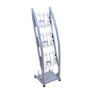 Single-Wide Radius Display with 3 Pocket Publication Holders - Silver