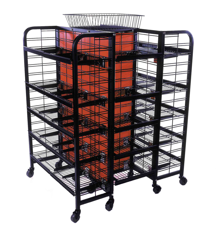 Custom - 4-Sided Island Display with Top Basket and 20 Shelves – Mobile ...