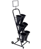 Floral Cart with 6 Plastic Vases and Sign Frame