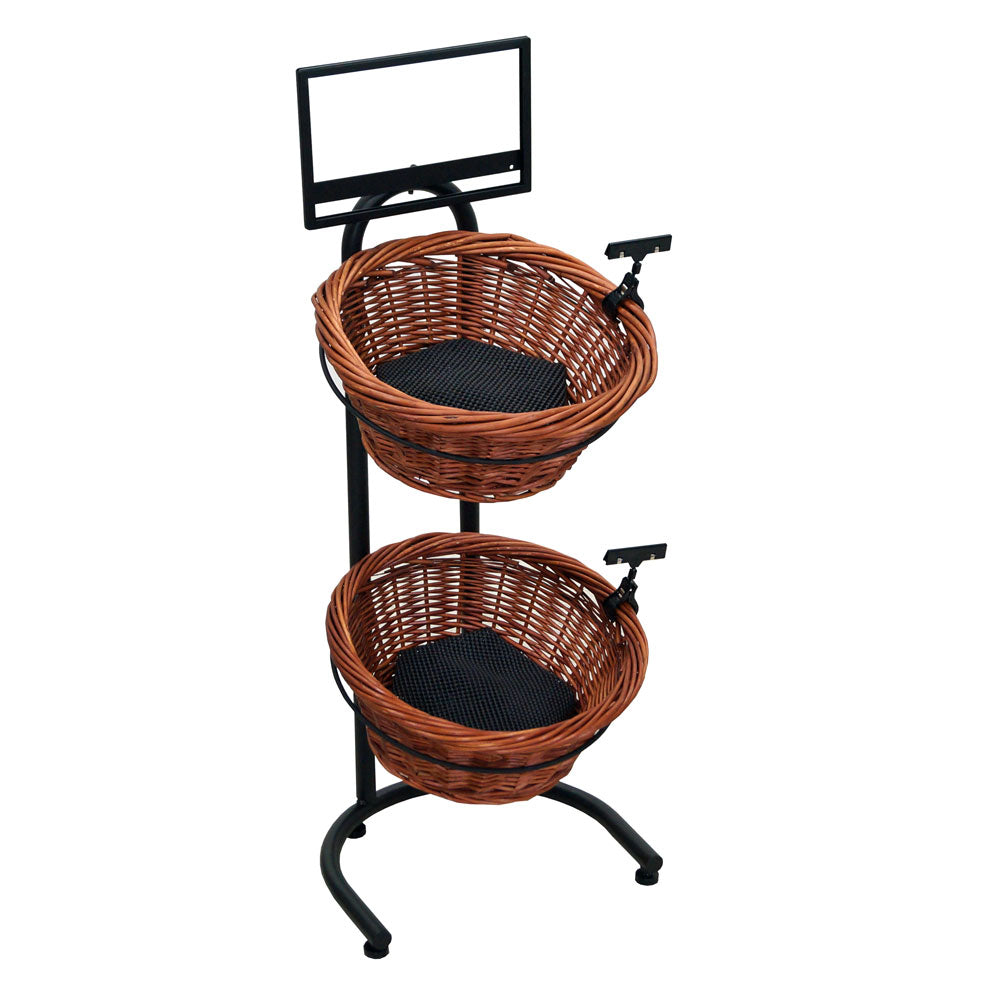 2-Tier Floor Display with 2 Round Willow Baskets (Mesh)
