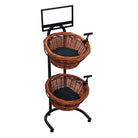 2-Tier Floor Display with 2 Round Willow Baskets (Mesh)