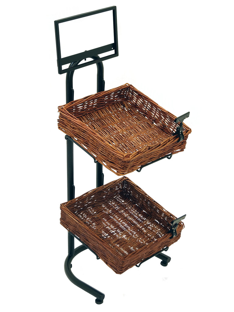 2-Tier Floor Display with 2 Square Willow Baskets