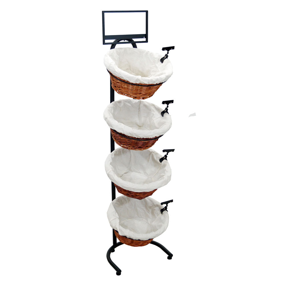 4-Tier Floor Display with 4 Round Willow Baskets (Cloth)