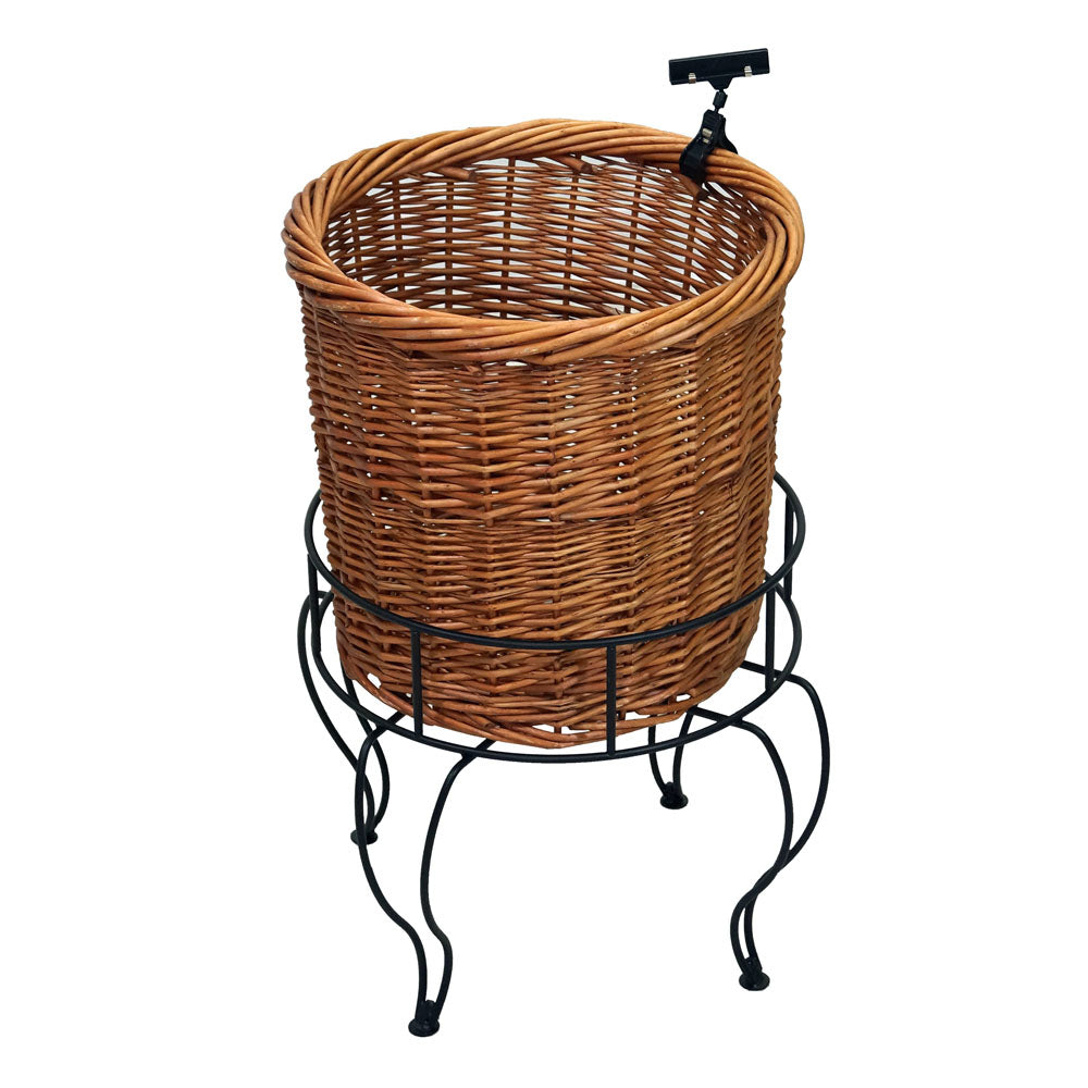 Small Floor Display With 1 Round Willow Basket – Mobile Merchandisers